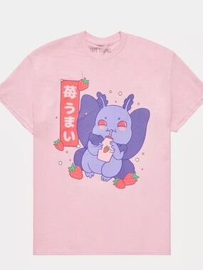 Mothman Strawberry Milk T-Shirt Size Medium Pink Hot Topic